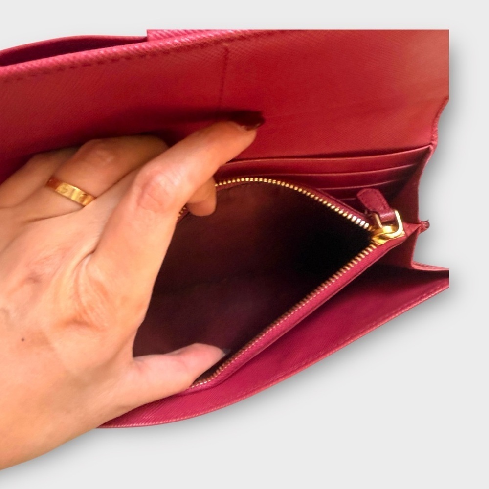 Prada Fuchsia Saffiano Leather Bow Continental Wallet - Picture 11 of 16